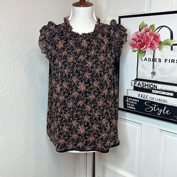 Generation Love Black Floral Print Blouse Size M